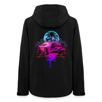 Retro Wave Sports Car Vaporwave - Women’s Recycled Softshell Jacket by Stanley/Stella - black - Back - AI Model Female 172 light (172cm)