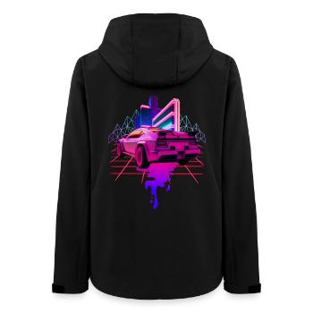 Retro Wave Sports Car Vaporwave - Women’s Recycled Softshell Jacket by Stanley/Stella - black - Back - AI Model Female 172 light (172cm)