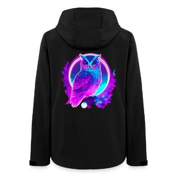 Owl Neon Moon Synthwave - Women’s Recycled Softshell Jacket by Stanley/Stella - black - Back - AI Model Female 172 light (172cm)
