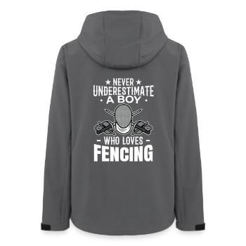 Unterschätz nie einen Fechter Jungen - Frauen Recycelte Softshelljacke von Stanley/Stella - Anthrazit - Hinten - AI Model Female 172 light (172cm)
