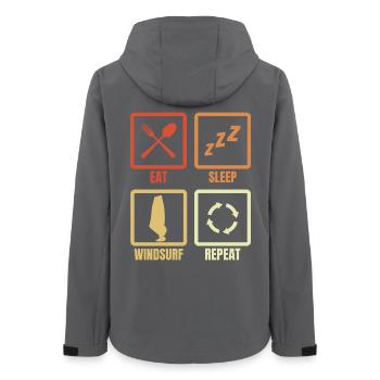 Windsurfing Schedule - Women’s Recycled Softshell Jacket by Stanley/Stella - anthracite - Back - AI Model Female 172 light (172cm)
