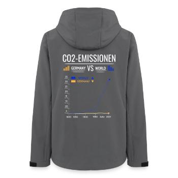 CO2 Emissionen Diagramm Germany VS World - Frauen Recycelte Softshelljacke von Stanley/Stella - Anthrazit - Hinten - AI Model Female 172 light (172cm)