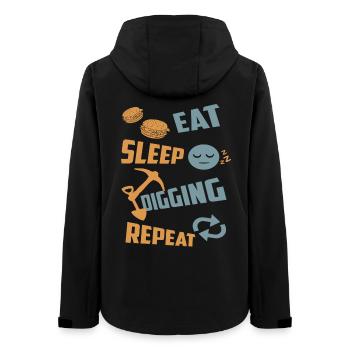Eating, sleeping, digging, repeating - Women’s Recycled Softshell Jacket by Stanley/Stella - black - Back - AI Model Female 172 light (172cm)