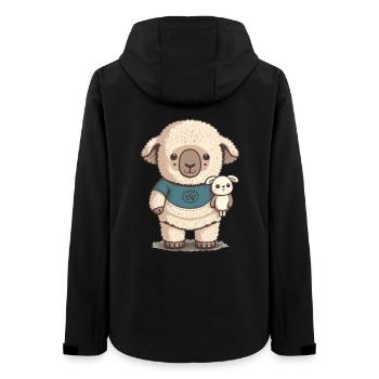 Sleepy sheep with cuddly toy - Women’s Recycled Softshell Jacket by Stanley/Stella - black - Back - AI Model Female 172 light (172cm)