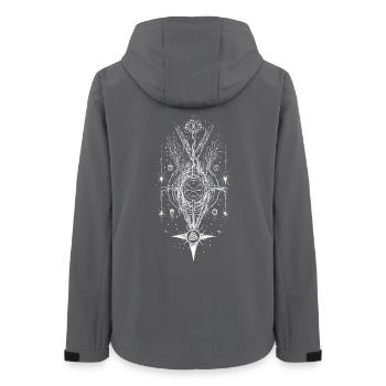 Vegvisir, Viking, Runes, Compass, Symbolism, Occult - Women’s Recycled Softshell Jacket by Stanley/Stella - anthracite - Back - AI Model Female 172 light (172cm)