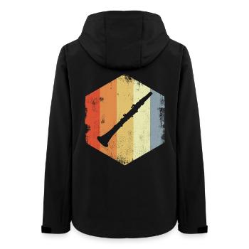 Vintage Klarinette Zeichnung - Frauen Recycelte Softshelljacke von Stanley/Stella - Schwarz - Hinten - AI Model Female 172 light (172cm)