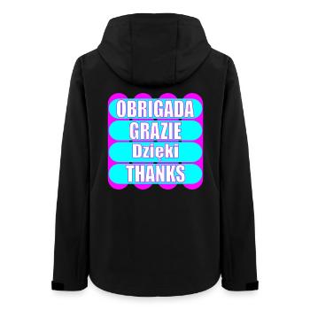 MEHRSPRACHIG DANKE SAGEN EUROPA - Frauen Recycelte Softshelljacke von Stanley/Stella - Schwarz - Hinten - AI Model Female 172 light (172cm)