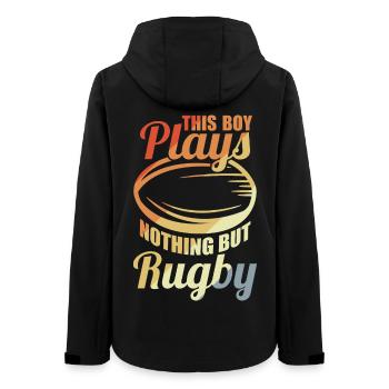 Boy playing rugby - Women’s Recycled Softshell Jacket by Stanley/Stella - black - Back - AI Model Female 172 light (172cm)