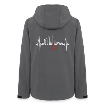 Boston Skyline Heartbeat USA Fan Heart Pulse Love - Women’s Recycled Softshell Jacket by Stanley/Stella - anthracite - Back - AI Model Female 172 light (172cm)