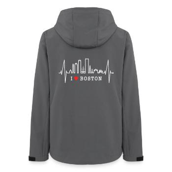 Boston Skyline Heartbeat USA Fan Heart Pulse Love - Women’s Recycled Softshell Jacket by Stanley/Stella - anthracite - Back - AI Model Female 172 light (172cm)