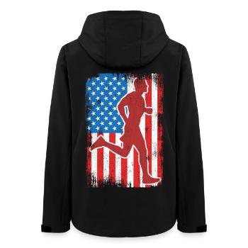 July 4 USA Running - Women’s Recycled Softshell Jacket by Stanley/Stella - black - Back - AI Model Female 172 light (172cm)