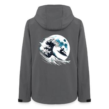 Astronaute Surfeur Moon Surfer - Veste softshell femme recyclée Stanley/Stella - charbon - Dos - AI Model Female 172 light (172cm)