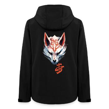 Anime Kitsune Fuchs Maske Kumiho Samurai Japan - Frauen Recycelte Softshelljacke von Stanley/Stella - Schwarz - Hinten - AI Model Female 172 light (172cm)