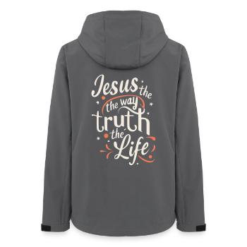 Jesus The Way Truth Living - Women’s Recycled Softshell Jacket by Stanley/Stella - anthracite - Back - AI Model Female 172 light (172cm)