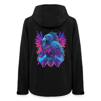 Neon Adler Synthwave Adler - Frauen Recycelte Softshelljacke von Stanley/Stella - Schwarz - Hinten - AI Model Female 172 light (172cm)