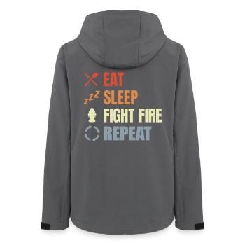 Eat Sleep Fight Fire Repeat - Frauen Recycelte Softshelljacke von Stanley/Stella - Anthrazit - Hinten - AI Model Female 172 light (172cm)
