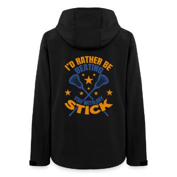Funny Lacrosse Saying - Women’s Recycled Softshell Jacket by Stanley/Stella - black - Back - AI Model Female 172 light (172cm)