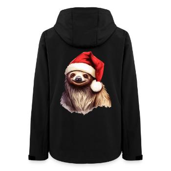 Sloth with Santa Hat Christmas Outfit - Women’s Recycled Softshell Jacket by Stanley/Stella - black - Back - AI Model Female 172 light (172cm)