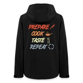 Prepare Cook Taste Repeat - Women’s Recycled Softshell Jacket by Stanley/Stella - black - Back - AI Model Female 172 light (172cm)