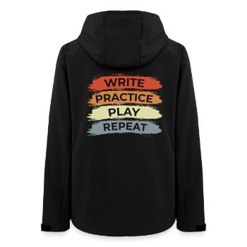 Ukulele Motivation Vintage Look - Frauen Recycelte Softshelljacke von Stanley/Stella - Schwarz - Hinten - AI Model Female 172 light (172cm)