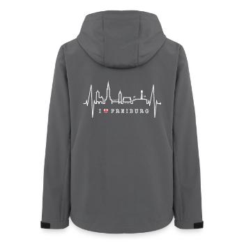 Freiburg im Breisgau Skyline Heartbeat Freiburger - Women’s Recycled Softshell Jacket by Stanley/Stella - anthracite - Back - AI Model Female 172 light (172cm)