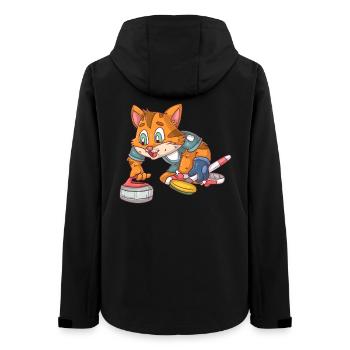 Curling Cat - Women’s Recycled Softshell Jacket by Stanley/Stella - black - Back - AI Model Female 172 light (172cm)