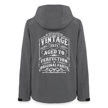 Jahrgang 1971 Mann Mythos Legende 52. Geburtstag - Frauen Recycelte Softshelljacke von Stanley/Stella - Anthrazit - Hinten - AI Model Female 172 light (172cm)