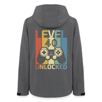 Level 40 Unlocked Funny Video Gamer 40Th Birthday - Women’s Recycled Softshell Jacket by Stanley/Stella - anthracite - Back - AI Model Female 172 light (172cm)