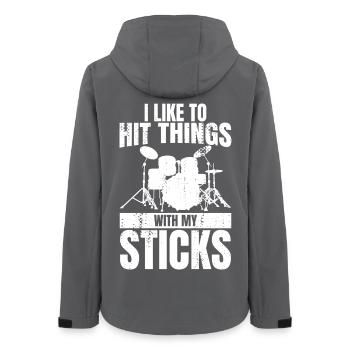 Lustiger Drummer Witz - Frauen Recycelte Softshelljacke von Stanley/Stella - Anthrazit - Hinten - AI Model Female 172 light (172cm)