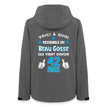 42 ans anniversaire homme cadeau drôle humour - Veste softshell femme recyclée Stanley/Stella - charbon - Dos - AI Model Female 172 light (172cm)