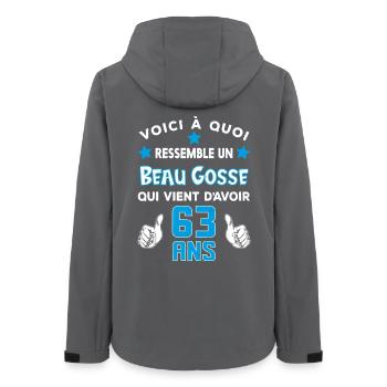 63 ans anniversaire homme cadeau drôle humour - Veste softshell femme recyclée Stanley/Stella - charbon - Dos - AI Model Female 172 light (172cm)