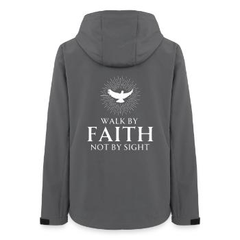 Citation biblique religieuse Marcher par la foi et non par la vue - Veste softshell femme recyclée Stanley/Stella - charbon - Dos - AI Model Female 172 light (172cm)