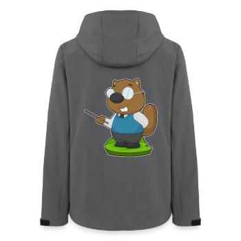 Beaver Teacher Pointing Stick School - Women’s Recycled Softshell Jacket by Stanley/Stella - anthracite - Back - AI Model Female 172 light (172cm)