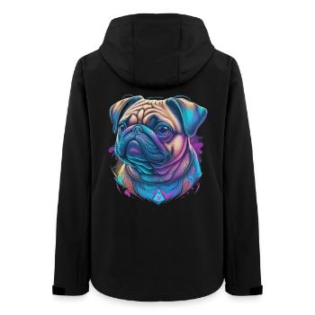 Mops Kopf - Frauen Recycelte Softshelljacke von Stanley/Stella - Schwarz - Hinten - AI Model Female 172 light (172cm)