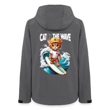 Cat Surfer Catch the Wave - Women’s Recycled Softshell Jacket by Stanley/Stella - anthracite - Back - AI Model Female 172 light (172cm)