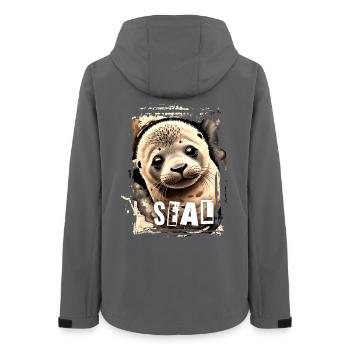Seal - Robben-Baby - Frauen Recycelte Softshelljacke von Stanley/Stella - Anthrazit - Hinten - AI Model Female 172 light (172cm)