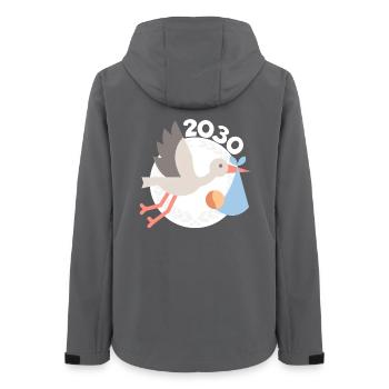 Stork with baby 2030 - Women’s Recycled Softshell Jacket by Stanley/Stella - anthracite - Back - AI Model Female 172 light (172cm)