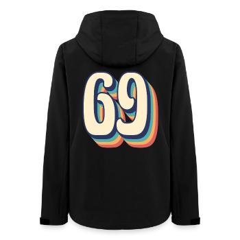 Vintage Retro T-Shirt Nummer 69 Sixty Nine - Frauen Recycelte Softshelljacke von Stanley/Stella - Schwarz - Hinten - AI Model Female 172 light (172cm)