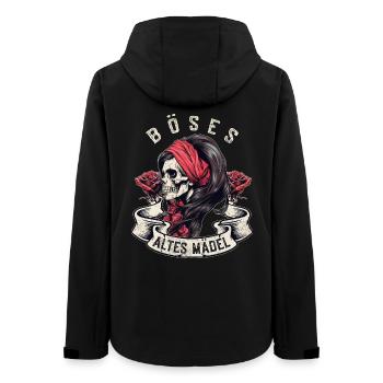 Böses Altes Mädel Totenkopf Rosen Bikerin Bandana - Frauen Recycelte Softshelljacke von Stanley/Stella - Schwarz - Hinten - AI Model Female 172 light (172cm)