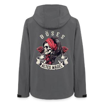 Bad Old Girl Skull Roses Biker Bandana - Women’s Recycled Softshell Jacket by Stanley/Stella - anthracite - Back - AI Model Female 172 light (172cm)