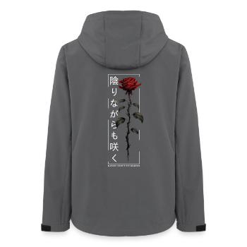 Blossom Despite The Shadow Rose Japanese Script - Women’s Recycled Softshell Jacket by Stanley/Stella - anthracite - Back - AI Model Female 172 light (172cm)