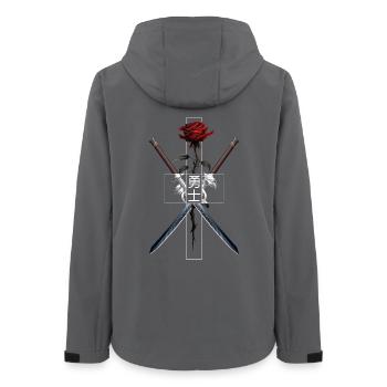 Schwerter Rose Brave Warrior Japanische Schrift - Frauen Recycelte Softshelljacke von Stanley/Stella - Anthrazit - Hinten - AI Model Female 172 light (172cm)