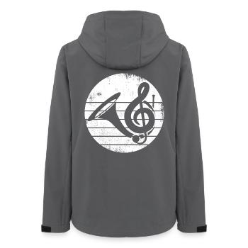 French Horn Drawing - Women’s Recycled Softshell Jacket by Stanley/Stella - anthracite - Back - AI Model Female 172 light (172cm)