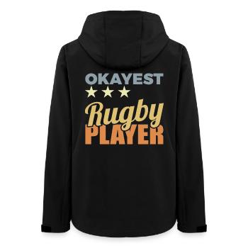 Average rugby player - Women’s Recycled Softshell Jacket by Stanley/Stella - black - Back - AI Model Female 172 light (172cm)