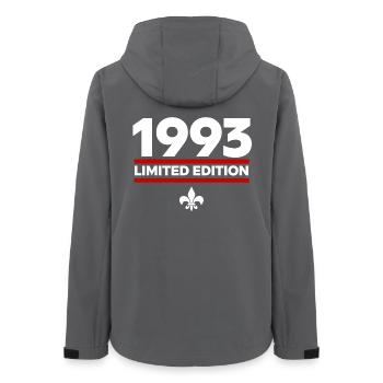 1993 Limited Edition - Frauen Recycelte Softshelljacke von Stanley/Stella - Anthrazit - Hinten - AI Model Female 172 light (172cm)