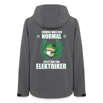 Lustiger Spruch Elektriker Beruf Frosch Kaffee - Frauen Recycelte Softshelljacke von Stanley/Stella - Anthrazit - Hinten - AI Model Female 172 light (172cm)