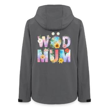 Wöd Mum - Maman du monde, Meilleure maman, Fête des mères - Veste softshell femme recyclée Stanley/Stella - charbon - Dos - AI Model Female 172 light (172cm)