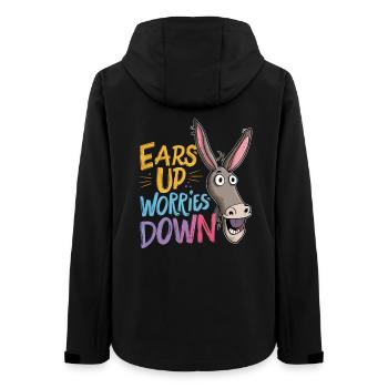 Ears Up Worries Down Funny Ass Saying Mule - Women’s Recycled Softshell Jacket by Stanley/Stella - black - Back - AI Model Female 172 light (172cm)