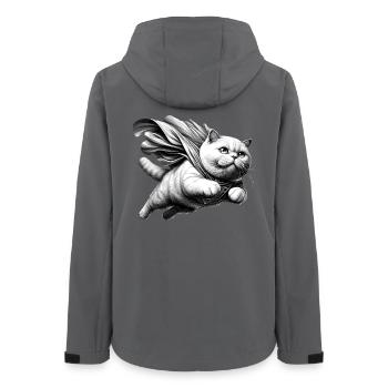 Super chat BKH blanc British Shorthair cadeau - Veste softshell femme recyclée Stanley/Stella - charbon - Dos - AI Model Female 172 light (172cm)