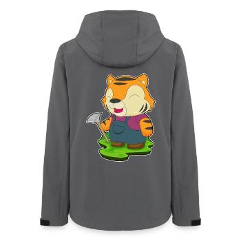 Tiger Bergarbeiter Spitzhacke Bergbau - Frauen Recycelte Softshelljacke von Stanley/Stella - Anthrazit - Hinten - AI Model Female 172 light (172cm)